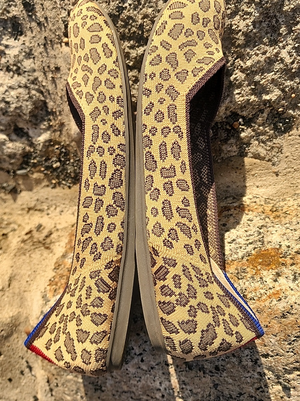 Rothys Leopard Knit Ballet Flats with Blue Trim 11 - Picture 11 of 12